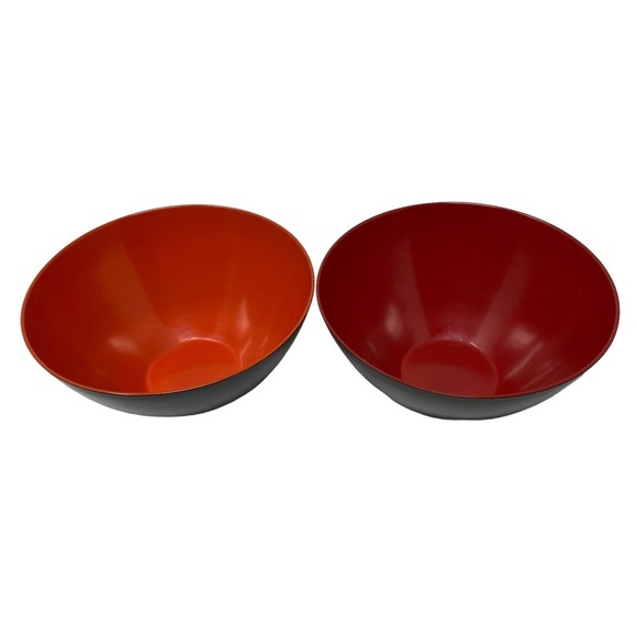 Authentic, Japanese Miso, Soup Bowls Set of 2. Black, Ted and Orange. - Picture 2 of 6